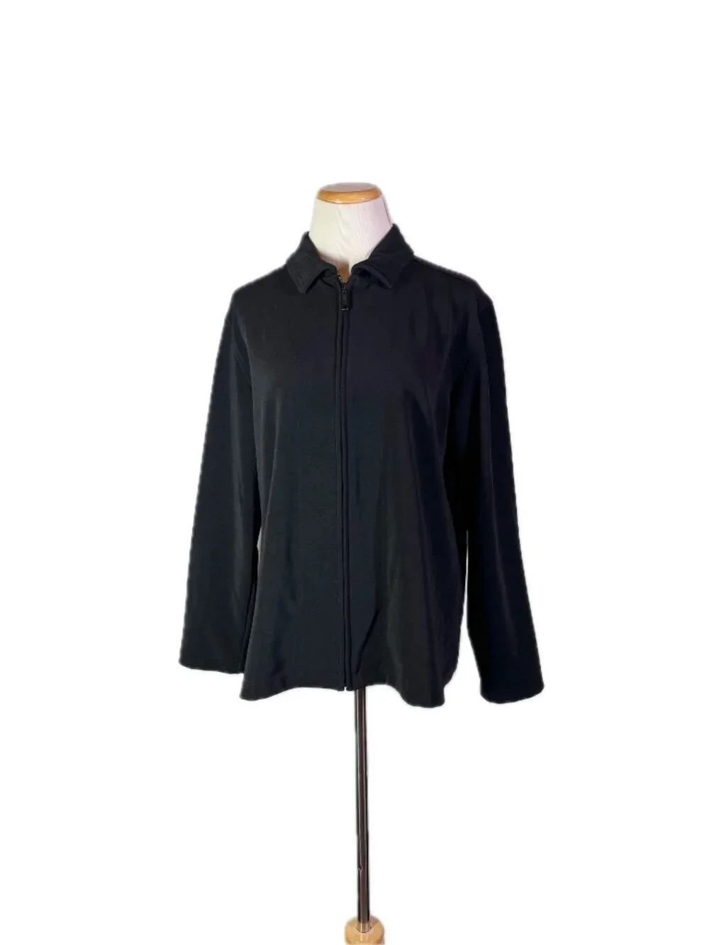 Chico's Design Size 2 (L) Black Full Zip Jacket Polyester